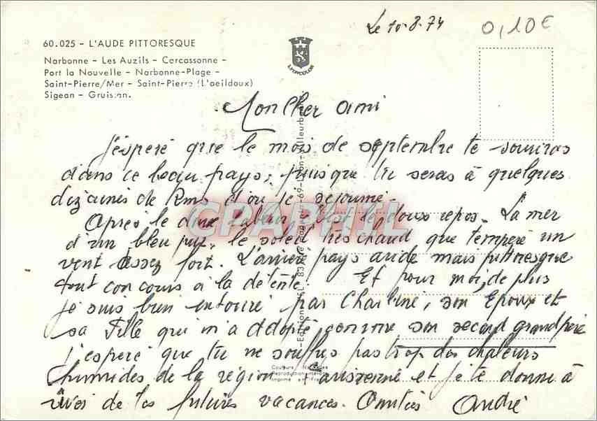 L'Aude pittoresque — Graphiphil, n° 60.025 — Reverso