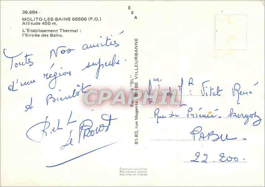 CPM Molitg les Bains PO L'Etablissement Thermal L'Entree des Bains  — Rückseite