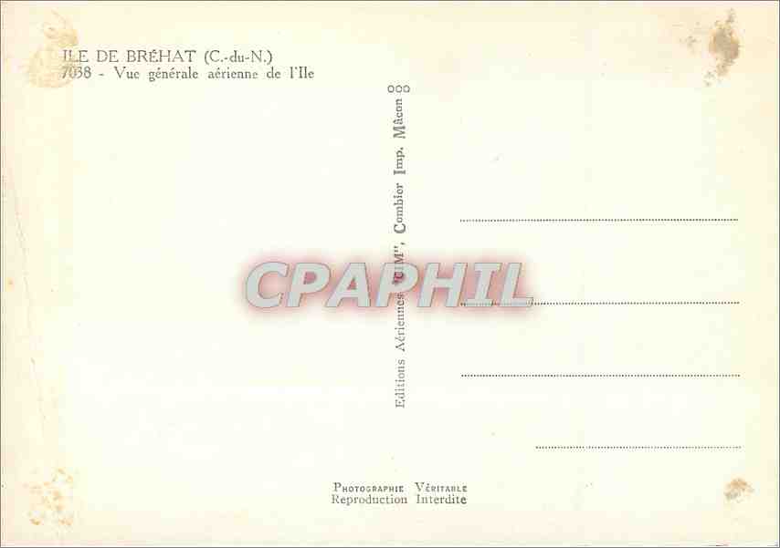 CPM Ile de Brehat C du N Vue generale aerienne de l'Ile  — Rückseite