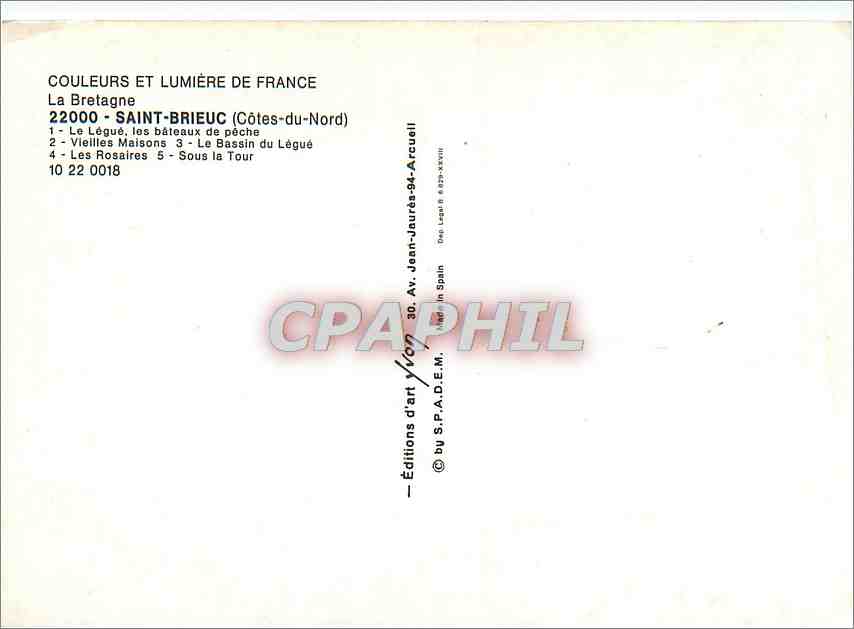 CPM Saint Brieuc Cotes du Nord Le Legue les bateaux de peche Vieilles Maisons Le Bassin du Legue  — Verso