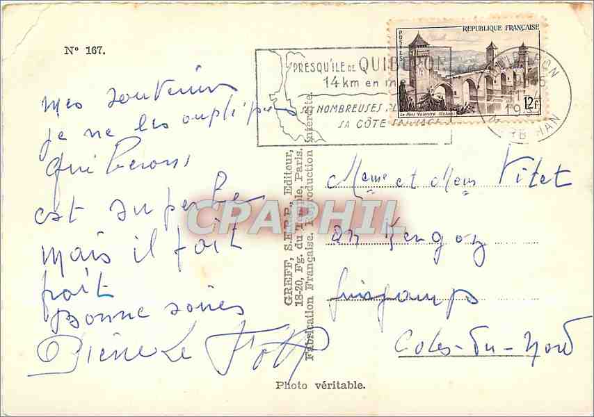 CPM Souvenir du Golfe de Morbihan Port Navalo Auray Vannes Carnac  — Rückseite