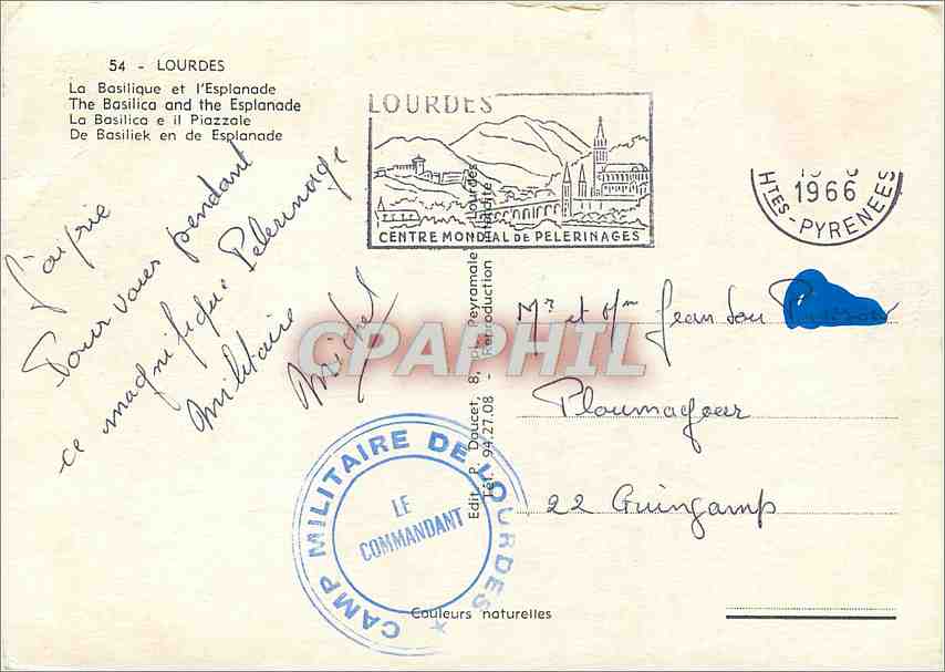 CPM Lourdes La Basilique et l'Esplanade  — Verso