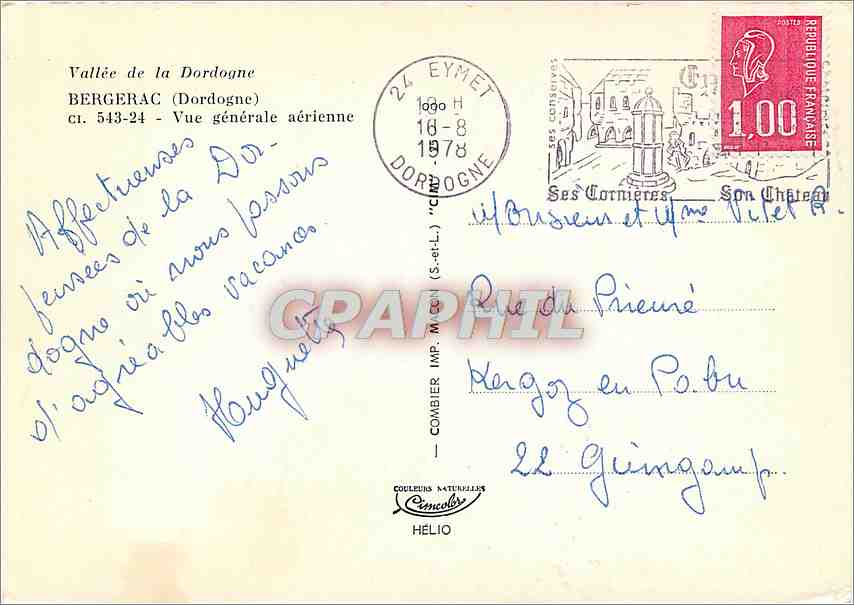 CPM Bergerac Dordogne Vue generale aerienne  — Rückseite