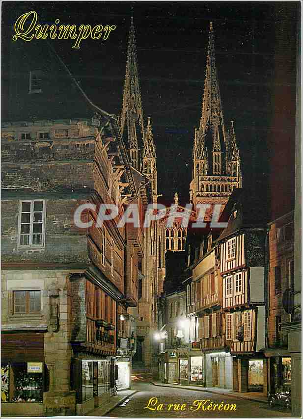 CPM Quimper la nuit Du haut de la cathedrale 