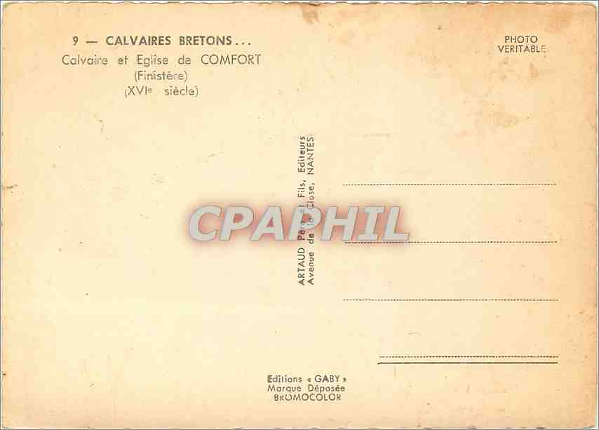 CPM Calvaire Bretons Calvaire et Eglise de Comfort Finistere  — Rückseite