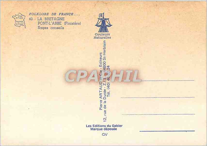 CPM La Bretagne Pont l'Abbe Finistere Sages conseils  — Rückseite