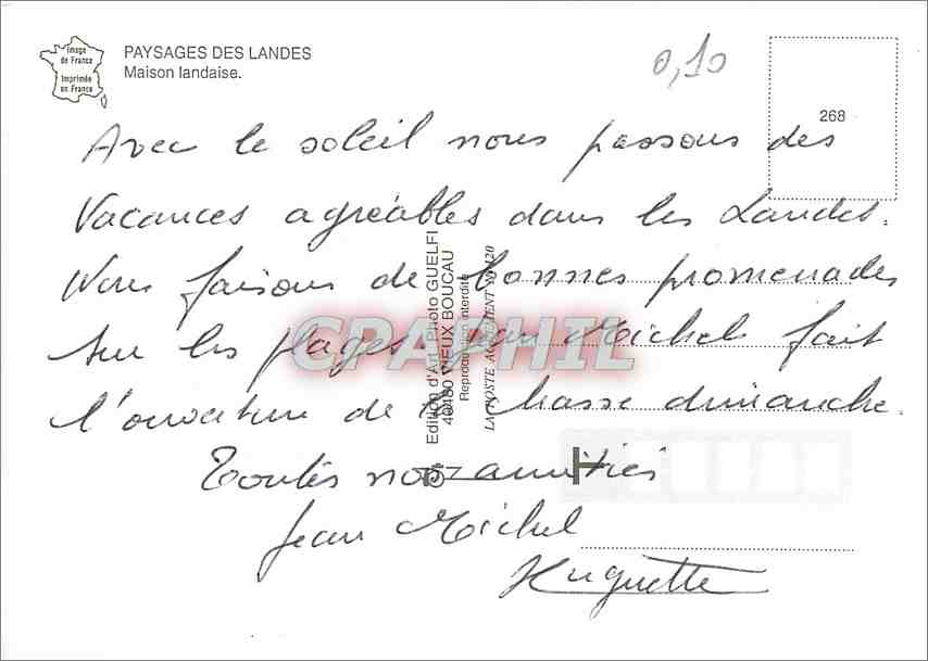 CPM Paysages des Landes Maison Landaise  — Rückseite
