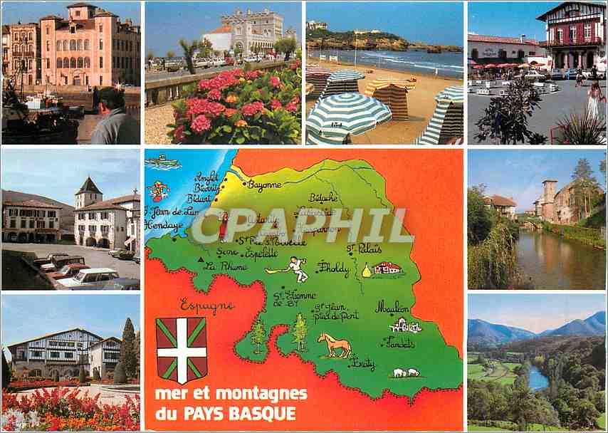 CPM Mer et montagnes du Pays Basque De gauche a droite Cambo les Bains Sare St Jean de Luz Hendaye B