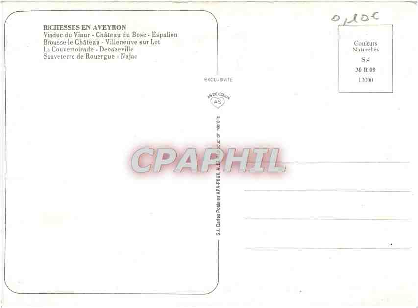 CPM Richesses en Aveyron Viaduc du Viaur Chateau du Bosc Espalion Brousse le Chateau Villeneuve sur  — Rückseite
