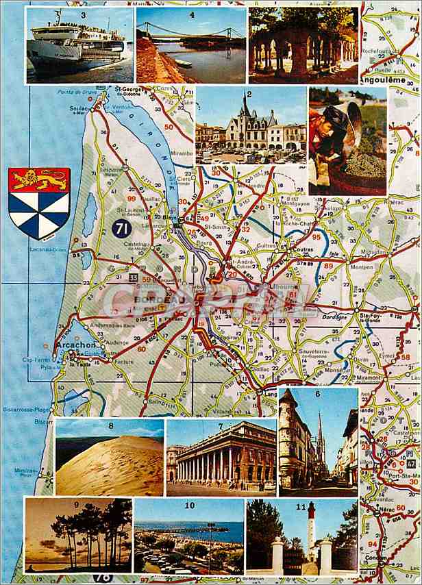 Gironde — Carte touristique avec photos et itinéraires — Éditeur : S.A.D. Rue Dumont d'Urville, 33075 Bordeaux