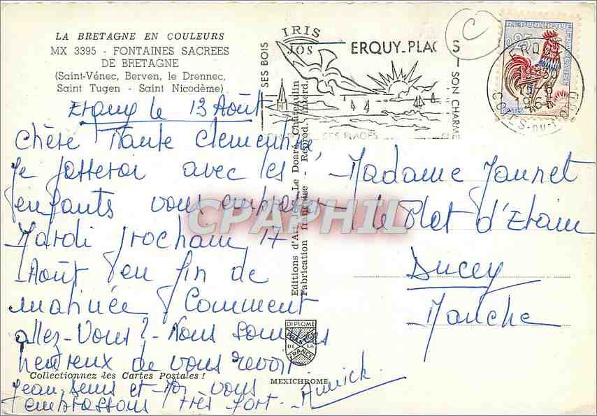 CPM Fontaines Sacrees de Bretagne Saint Venec Berven le Drennec Saint Tugen Saint Nicodeme  — Rückseite
