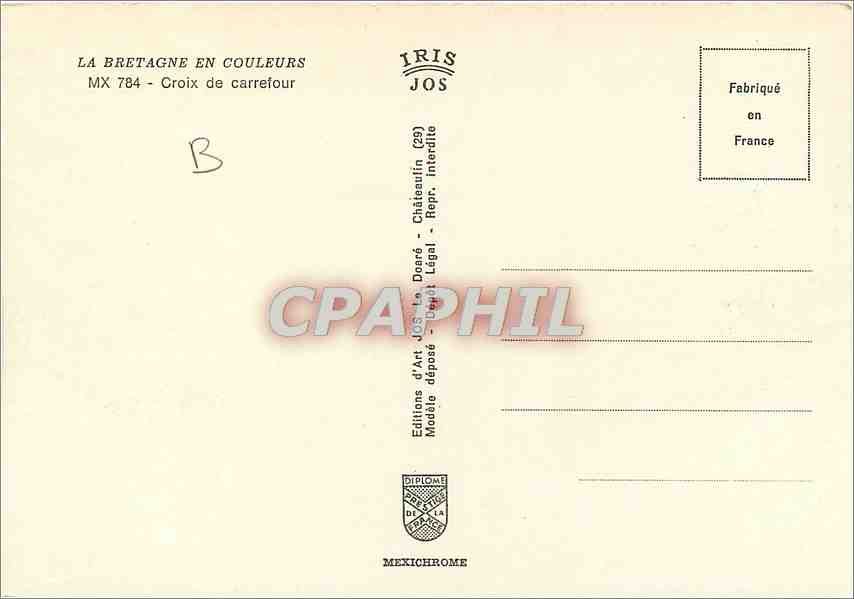 CPM La Bretagne en Couleurs Croix de carrefour  — Rückseite