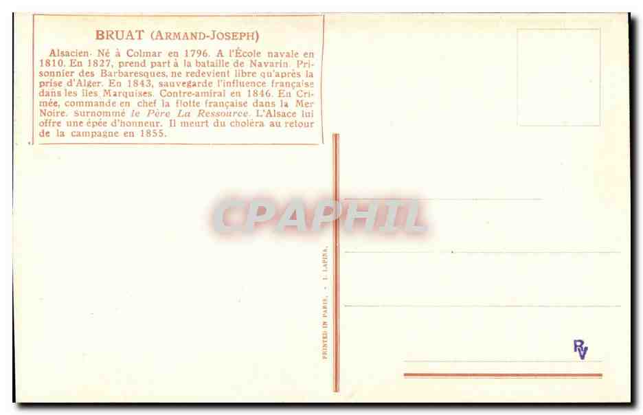CPA Bruat Alsacien ne a Colmar Ecole navale Marquises Crimee Pere la Ressource — Rückseite