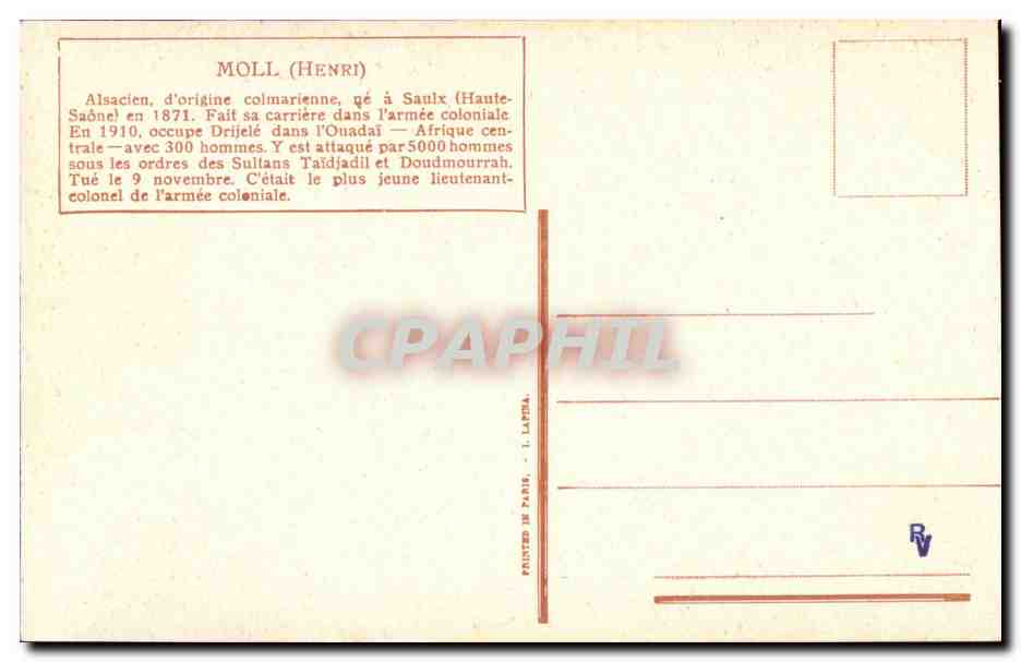 Soldat colonial en Afrique centrale — Henri Moll — éditeur L. Lapra — Verso
