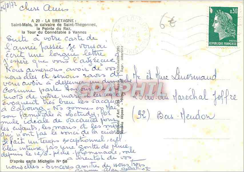 CPM La Bretagne Saint Malo le Calvaire de Saint Thegonnec la Pointe du Raz  — Rückseite