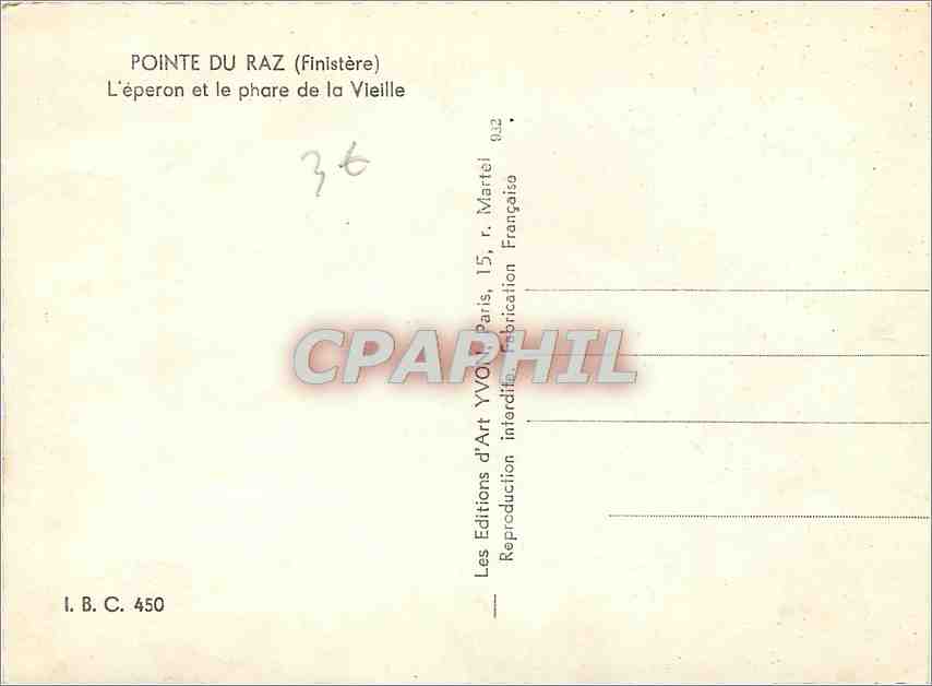 CPM Pointe du Raz Finistere L'Eperon et le Phare de la Vieille  — Back