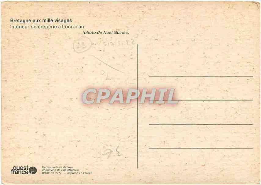 CPM Bretagne aux mille visages Interieur de creperie a Locronan  — Verso