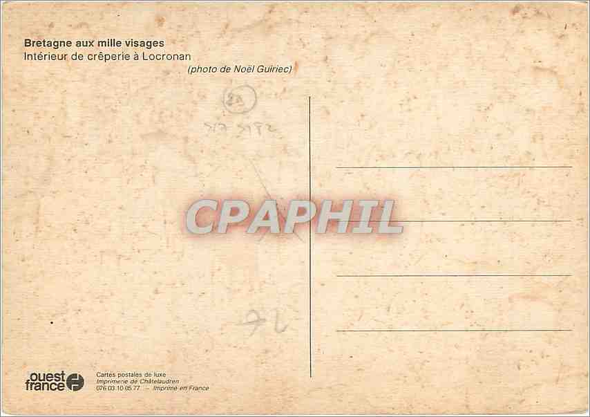 CPM Bretagne aux mille visages Interieur de creperie a Locronan  — Rückseite