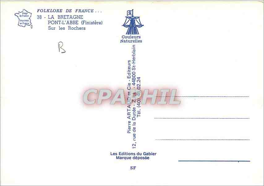 CPM La Bretagne Pont l'Abbe Finistere sur les Rochers  — Rückseite