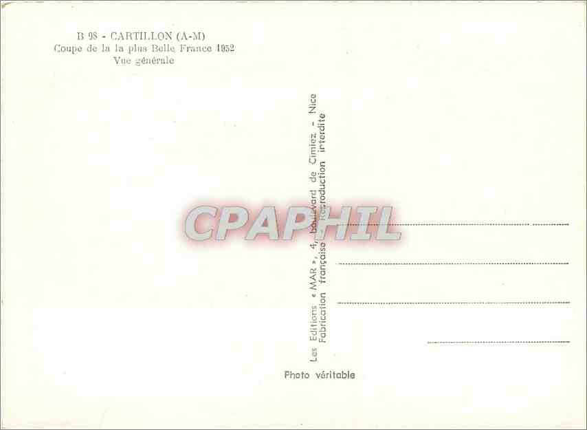 Cartillon (A-M) — Vue générale — Éditions Cartillon, 1952 — Verso