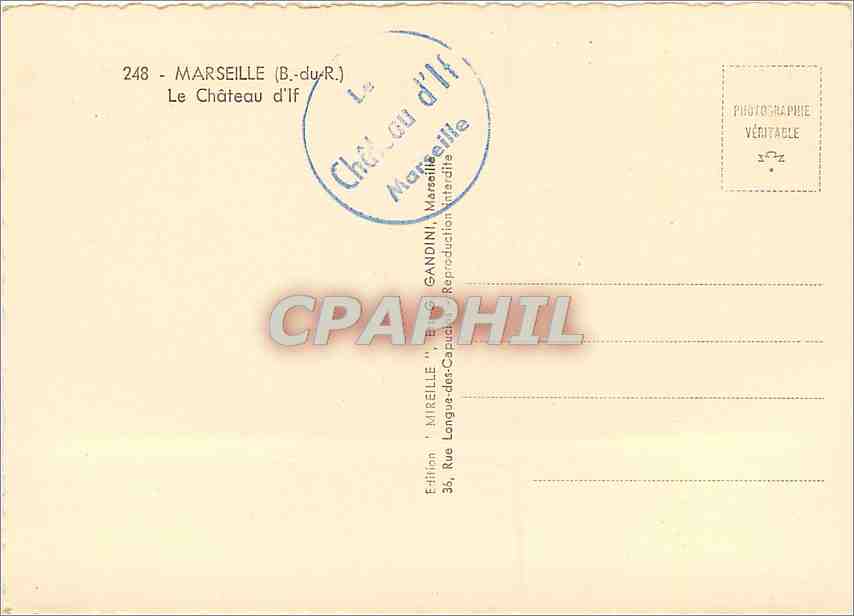 CPM Marseille B du R Le Chateau d'If  — Verso