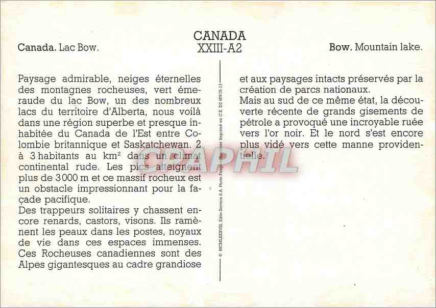 CPM Canada Lac Bow  — Back