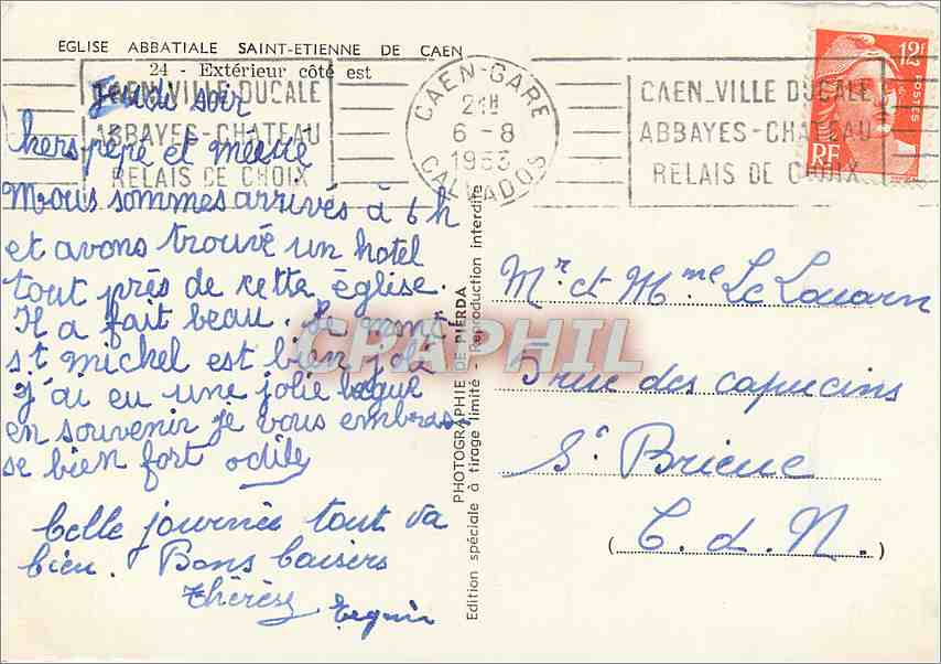 CPM Eglise Abbatiale Saint Etienne de Caen Exterieur cote est  — Rückseite