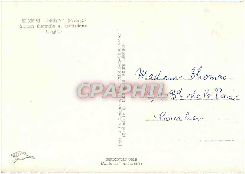CPM Royat P de D Station thermale et touristique L'Eglise  — Rückseite