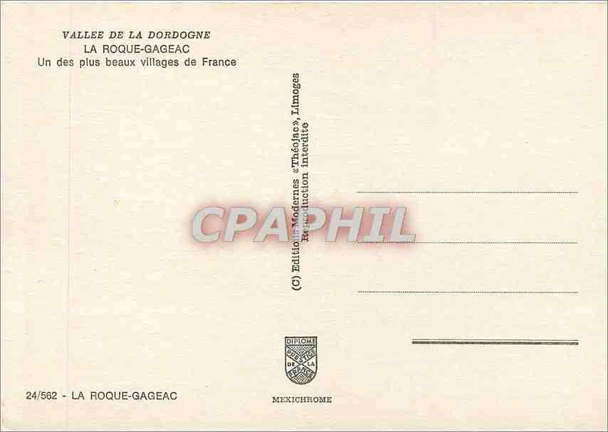 La Roque-Gageac — Vallée de la Dordogne — Édition Moderne « Théojac » — Rückseite