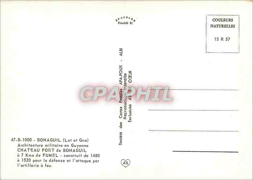 CPM Bonaguil Lot et Gne Architecture militaire en Guyenne Chateau Fort de Bonaguil  — Back