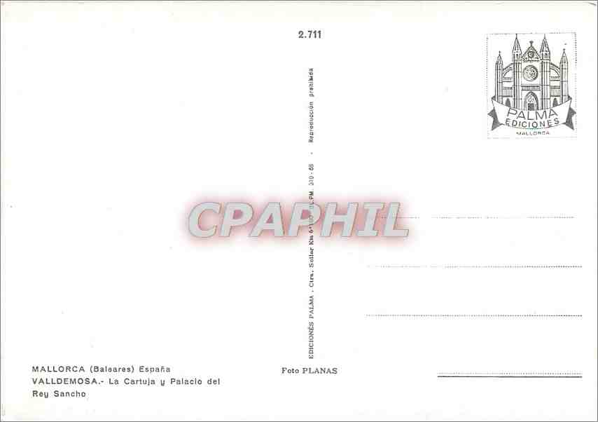 CPM Mallorca Baleares Espana Valldemosa La Cartuja Palacio del Rey Sancho  — Rückseite