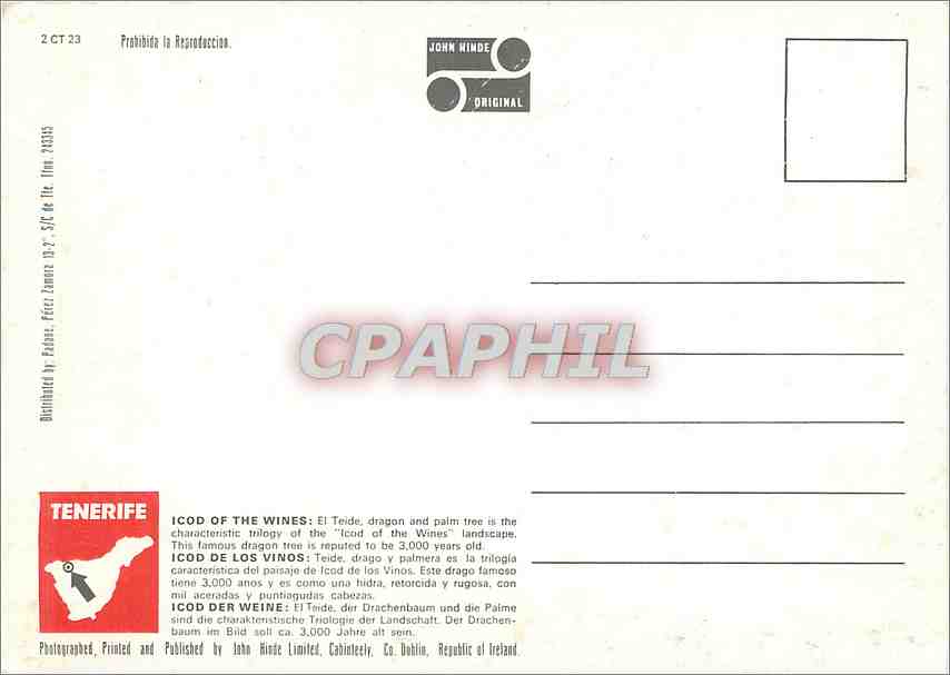 CPM Icod of the Wines Tenerife Canary Islands  — Rückseite