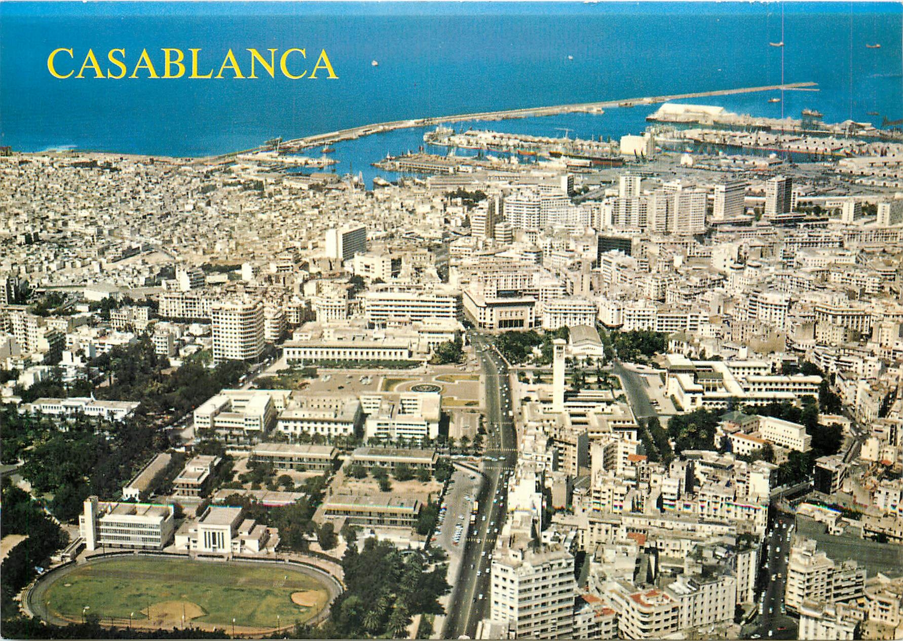 CPM Casablanca Vue aerienne sur l'Avenue Hassan II 