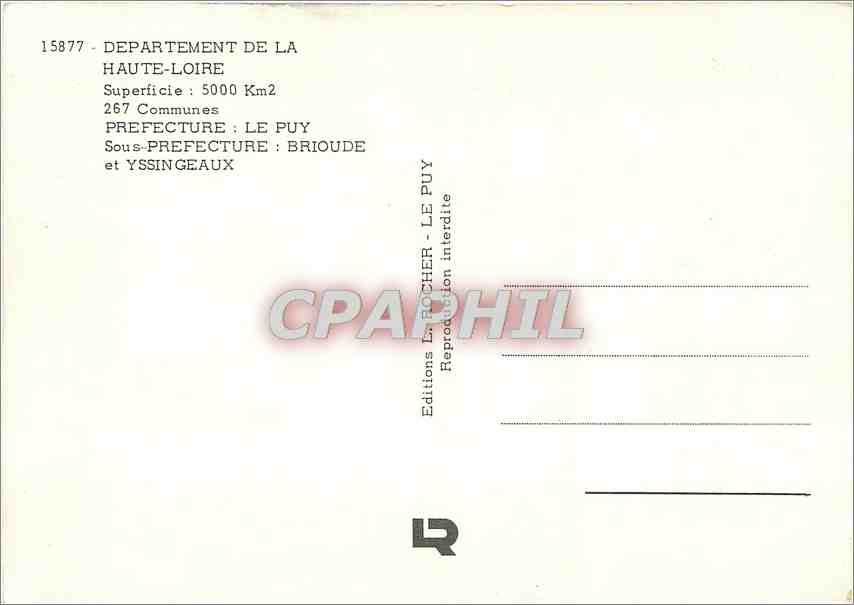 CPM Departement de la Haute Loire Prefecture Le Puy Sous Prefecture Brioude et Yssingeaux  — Rückseite