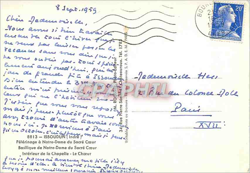 CPM Issoudun Indre Basilique de Notre Dame du Sacre Coeur  — Rückseite