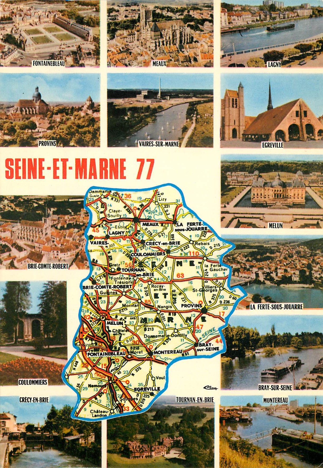 Seine-et-Marne 77 — Carte postale touristique avec carte détaillée — Comber Imprimeur Mâcon