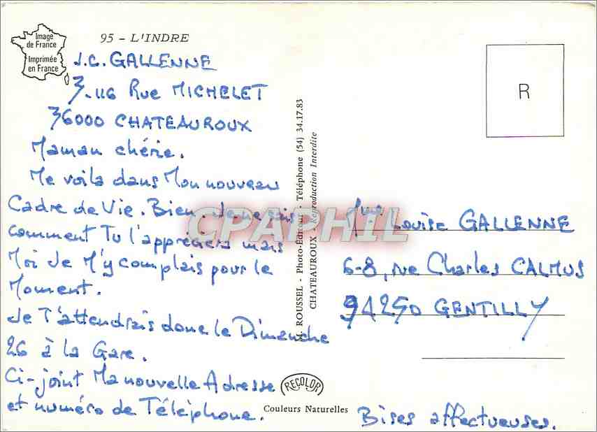 CPM L'Indre Le Blanc St Gaultier Chateauroux Valencay  — Rückseite