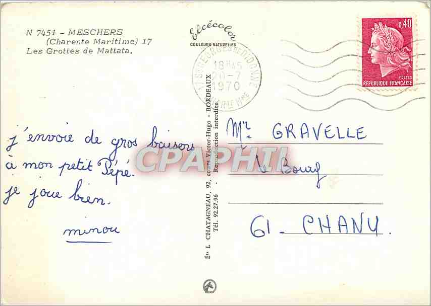 CPM Meschers Charente Maritime Les Grottes de Mattata  — Back
