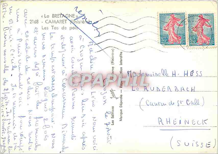 CPM Camaret Finistere Les Tas de pois  — Rückseite