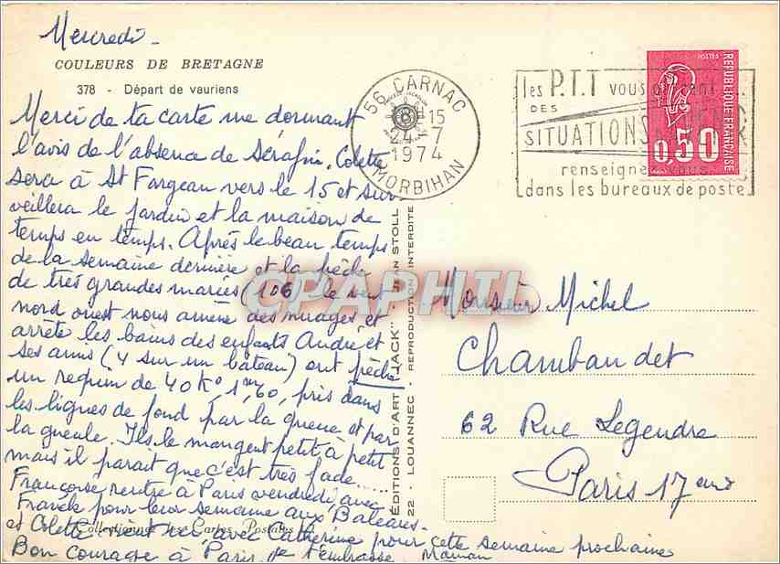 CPM Couleurs de Bretagne Depart de veuriens  — Back