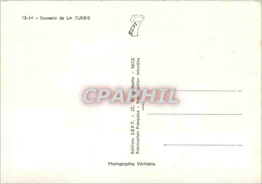 CPM Souvenir de La Turbie  — Rückseite