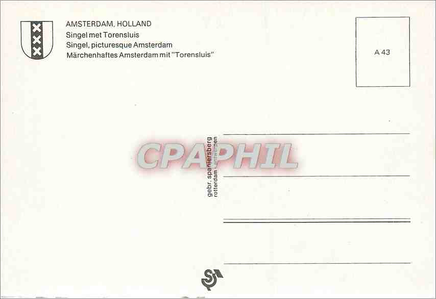 CPM Amsterdam Holland Singel pittoresque Amsterdam  — Rückseite