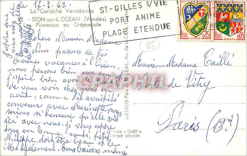 Les Pinneaux au Crépuscule — Sion-sur-l'Océan (Vendée) — Éditions « Caby » — Rückseite