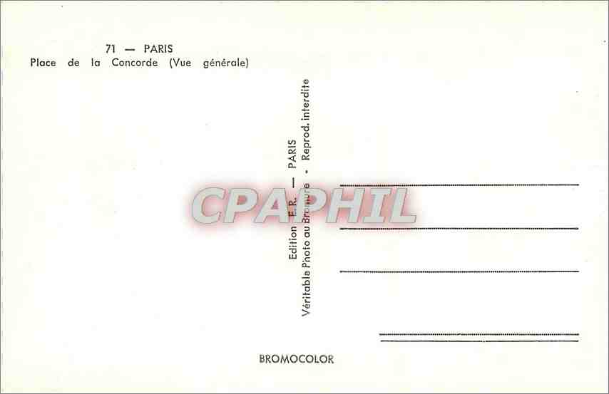CPM Paris Place de la Concorde Vue generale  — Rückseite