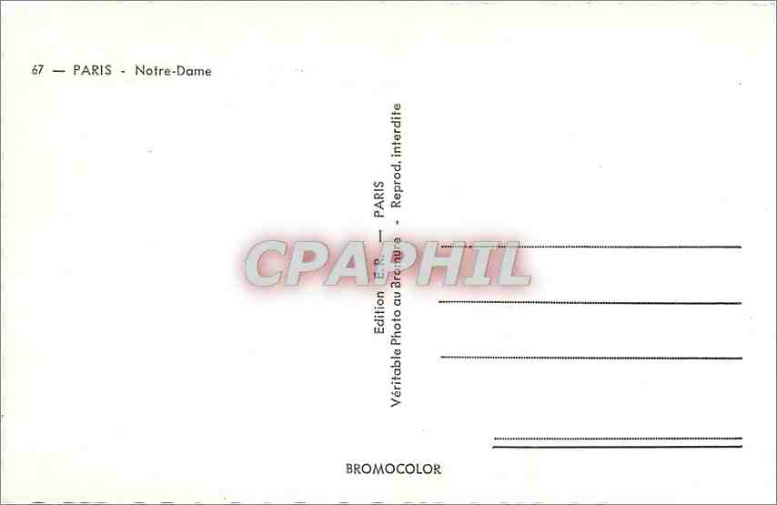 CPM Paris Notre Dame  — Verso