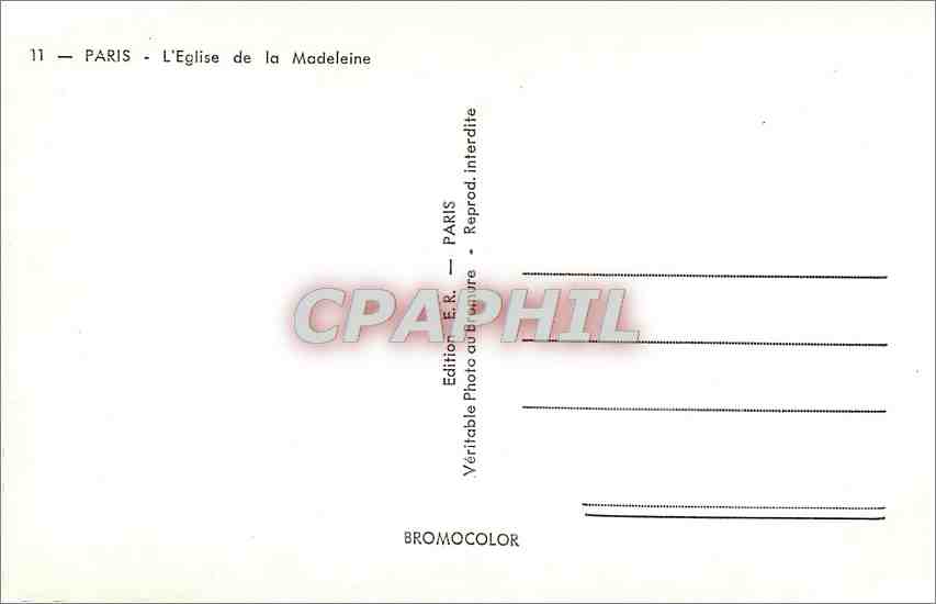 CPM Paris L'Eglise de la Madeleine  — Rückseite