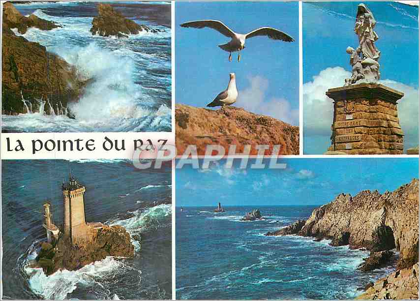 CPM A l'extremite du Finistere La Pointe du Raz batteau par les vagues d'une mer tres agitee 