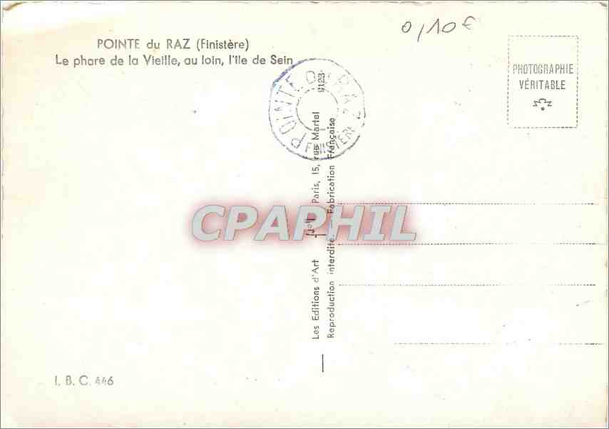 CPM Pointe du Raz Finistere Le Phare de la Vieille au loin l'ile de Sein  — Rückseite