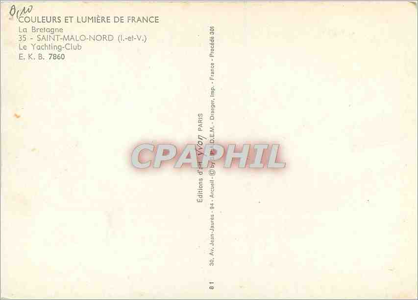 CPM Saint Malo Nord I et V Le Yachting Club  — Rückseite