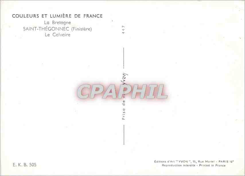 CPM Saint Thegonnec Finistere Le Calvaire  — Rückseite